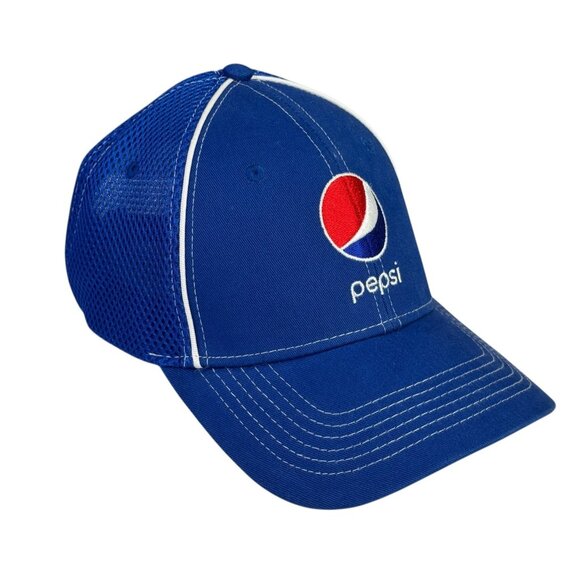 Pepsi Hat Baseball Cap Blue Mesh Strap Back Trucker Adjustable - Picture 2 of 8